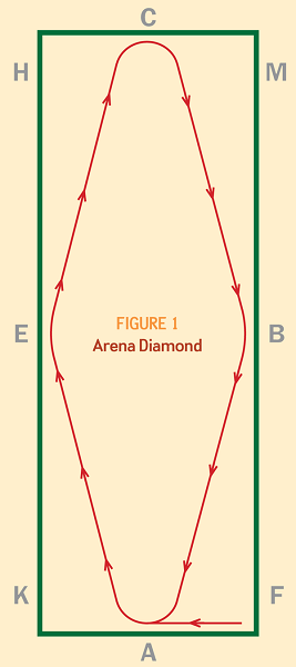 Routines for Balanced  Horse, horse arena routines, jec aristotle ballou, arena diamond, balanced horse, balancing your horse, horse flexion, equine sacroiliac joint, riding ground poles, dressage exercises, equine fitness 