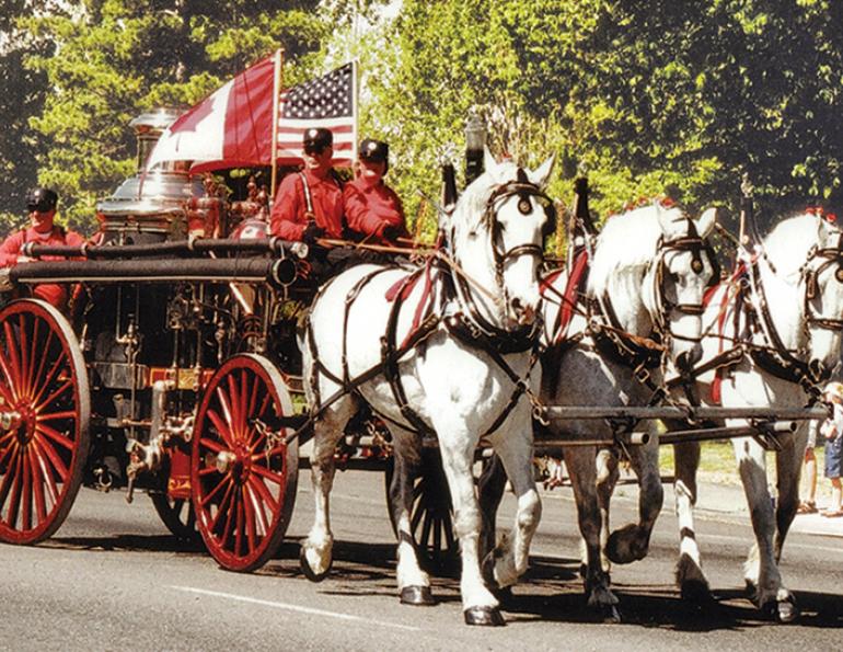 horses in canadian history, fire horses, horses used for fire trucks horse drawn fire engine